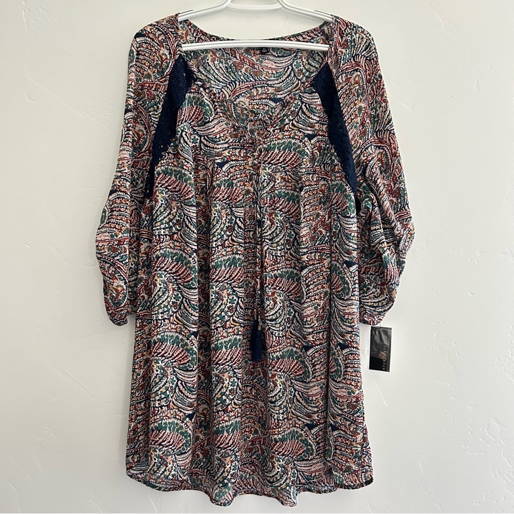 NWT Signature Studio Blouse Abstract Paisley‎ Print Size 3X Boho Spring Office